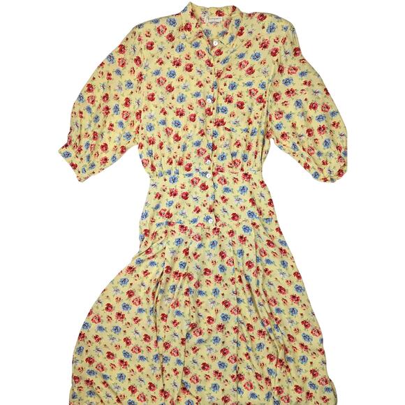 90's Floral Maxi Day Dress - Picture 1 of 10